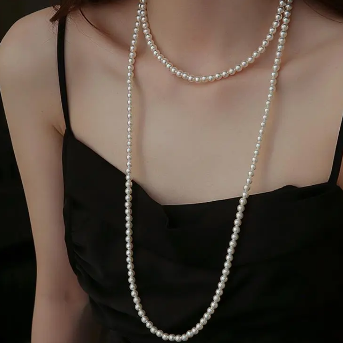 非金属棉绳项链 2025新款长款珍珠毛衣链轻奢高级感叠戴珍珠