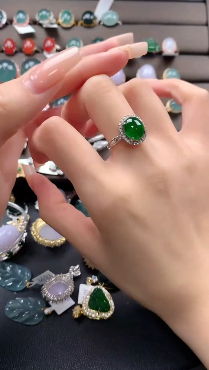 【闪购商品】翡翠戒指银S925镶嵌543543