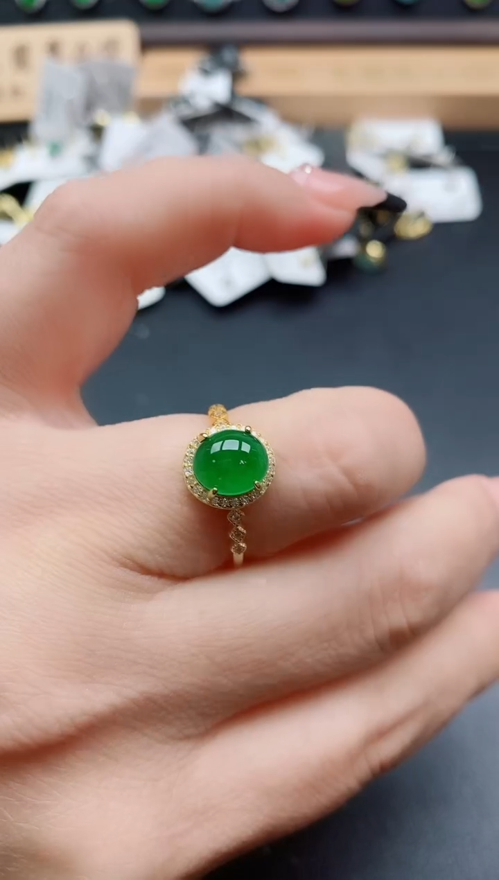 银S925镶嵌戒指翡翠1