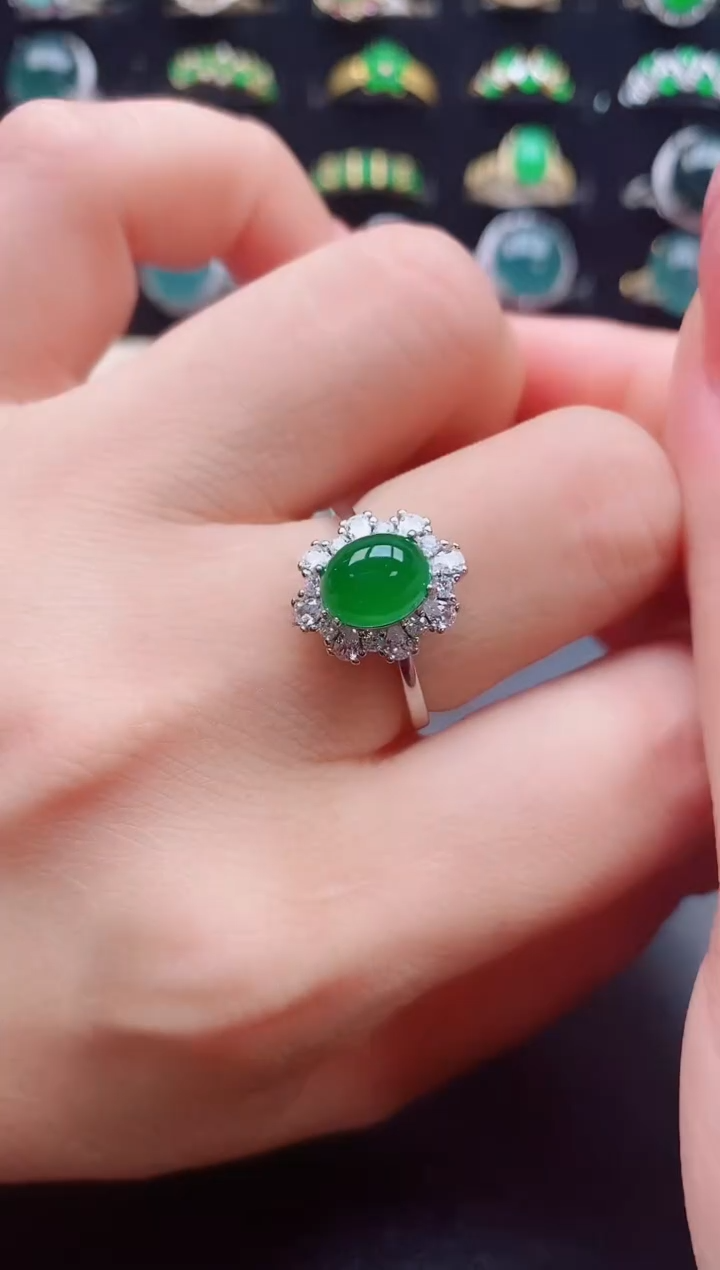 【闪购商品】翡翠戒指银S925镶嵌21321