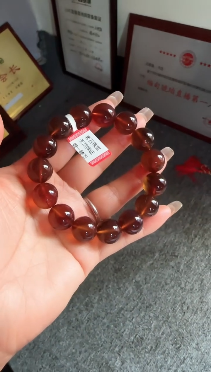 手串琥珀未镶嵌福*虎#21缅甸琥珀紫罗兰手串14-15mm 
