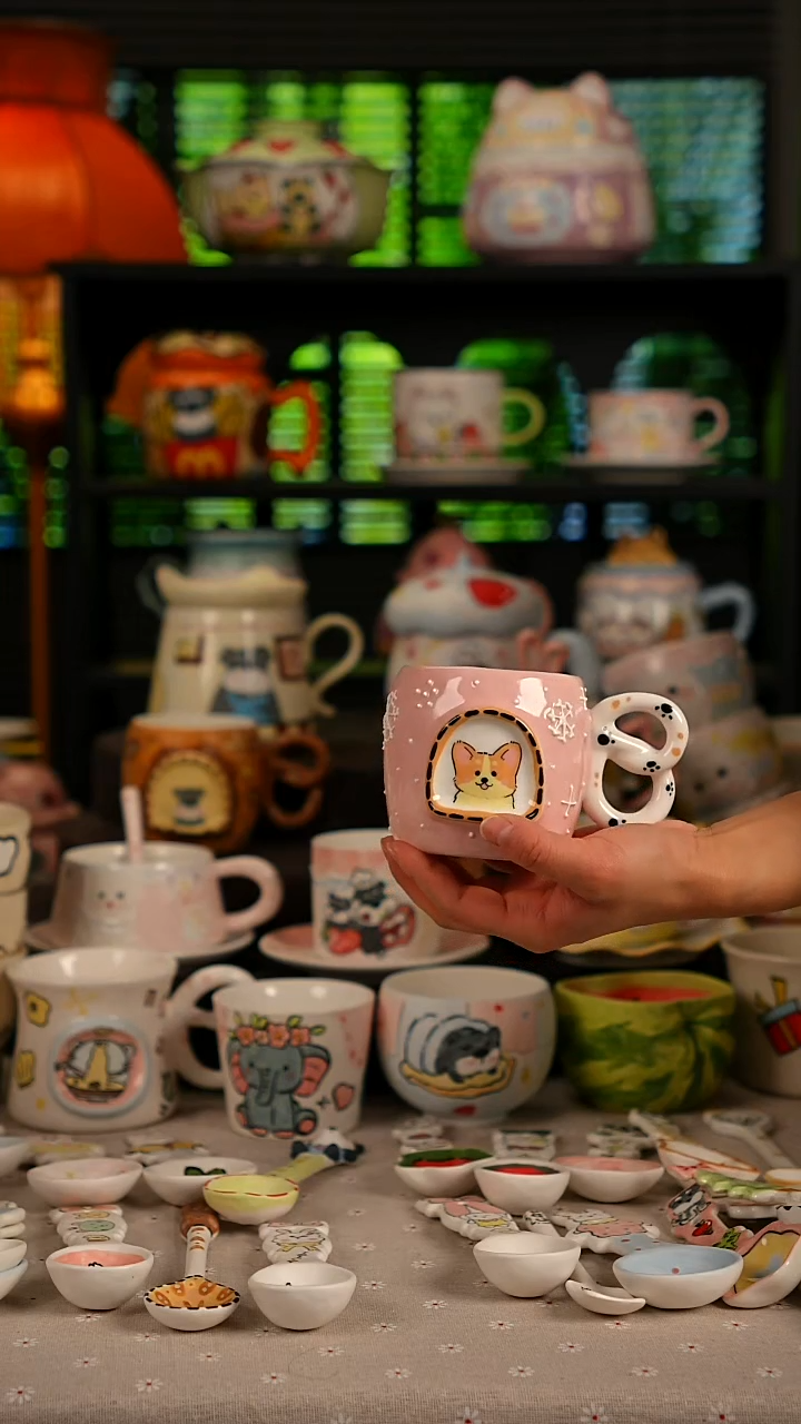 陶瓷无盖款景德镇高温釉下彩纯手绘创意瓷