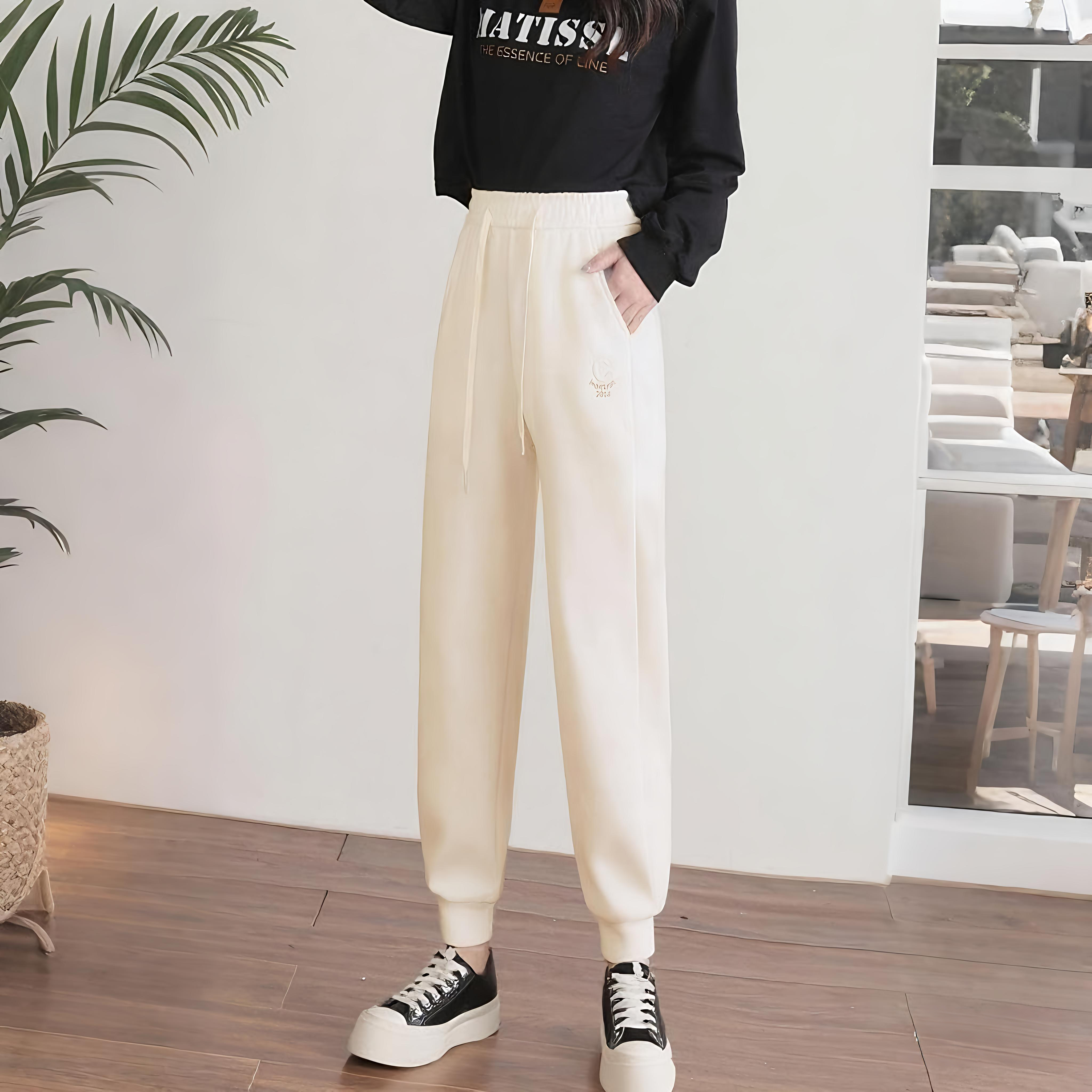 秋季新款休闲运动卫裤男女同款宽松显瘦2025百搭高腰简约时尚裤子