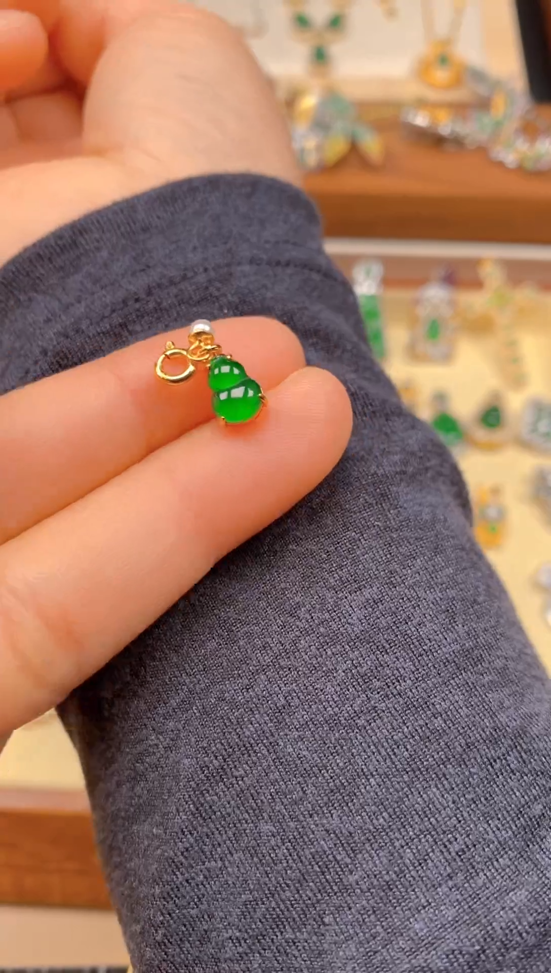 【闪购商品】翡翠吊坠(不含链)银S925镶嵌葫芦万能扣