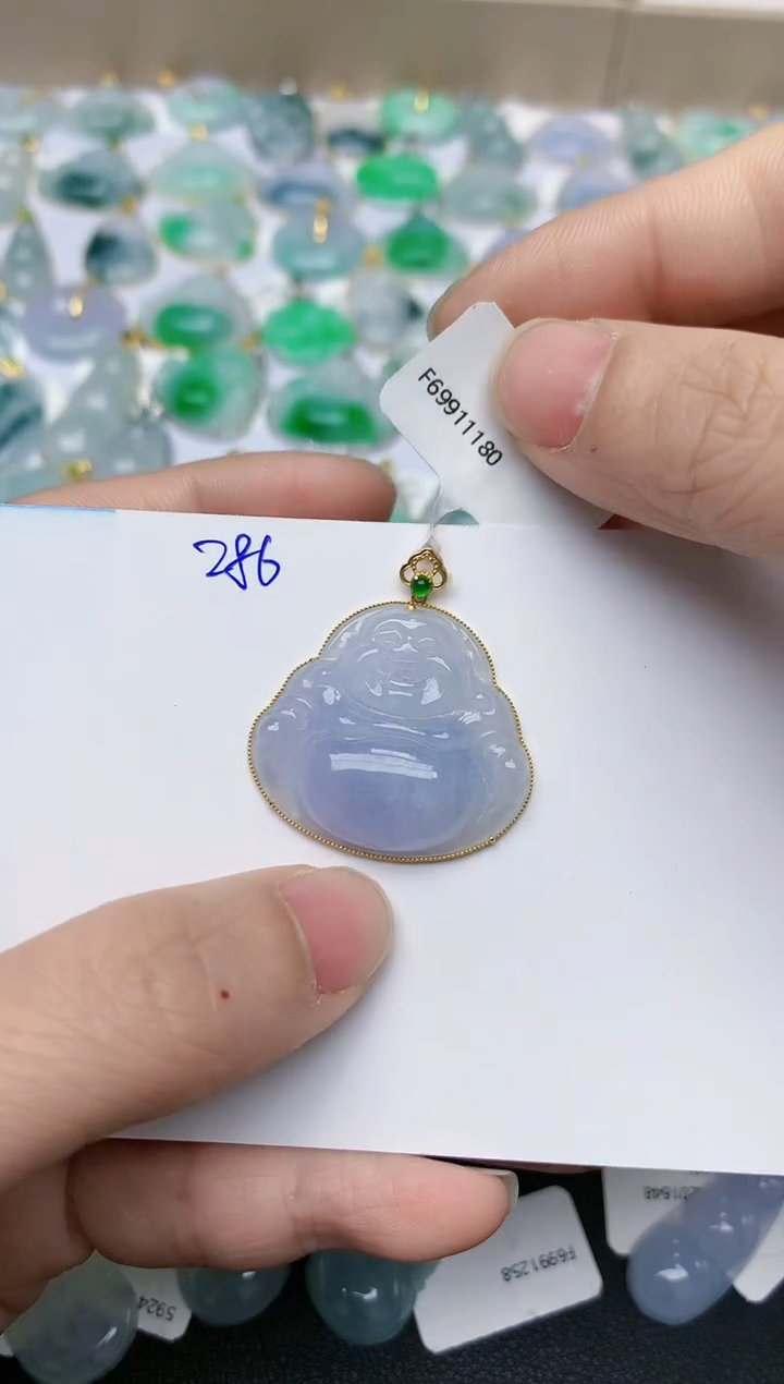 【闪购商品】翡翠颈饰18K金镶嵌286天然翡翠A货