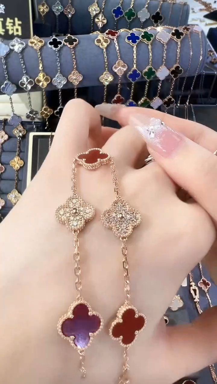 【闪购商品】玛瑙/玉髓手链18K金镶嵌红间钻手链