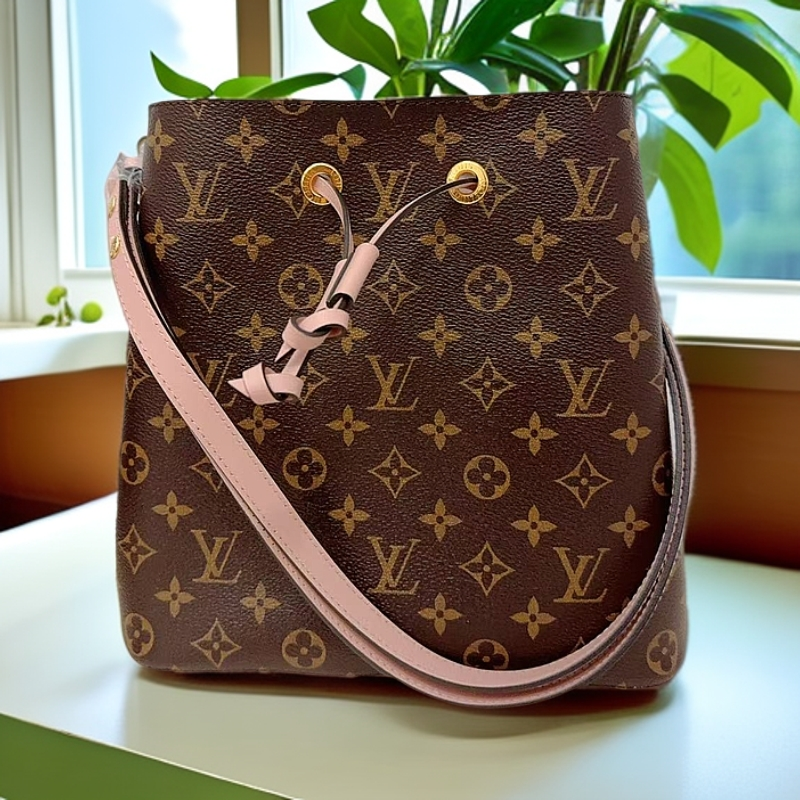 99新 LouisVuitton/路易威登  芯片款粉水桶包 1261 4277