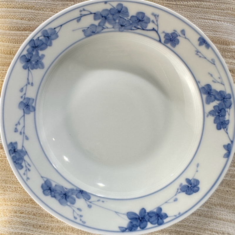 釉下高温兰梅果盘环保健康餐盘直径21x4