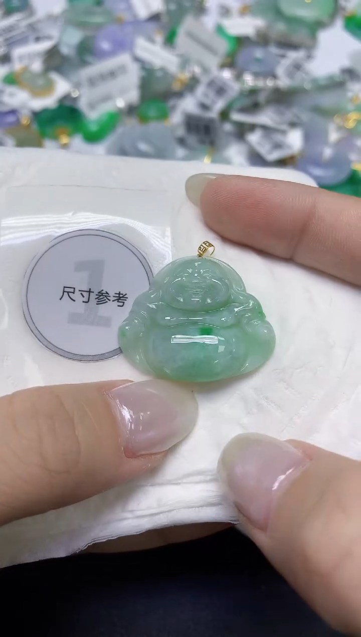 颈饰18K金镶嵌翡翠天然缅甸翡翠A货百元以上9元证书费自理