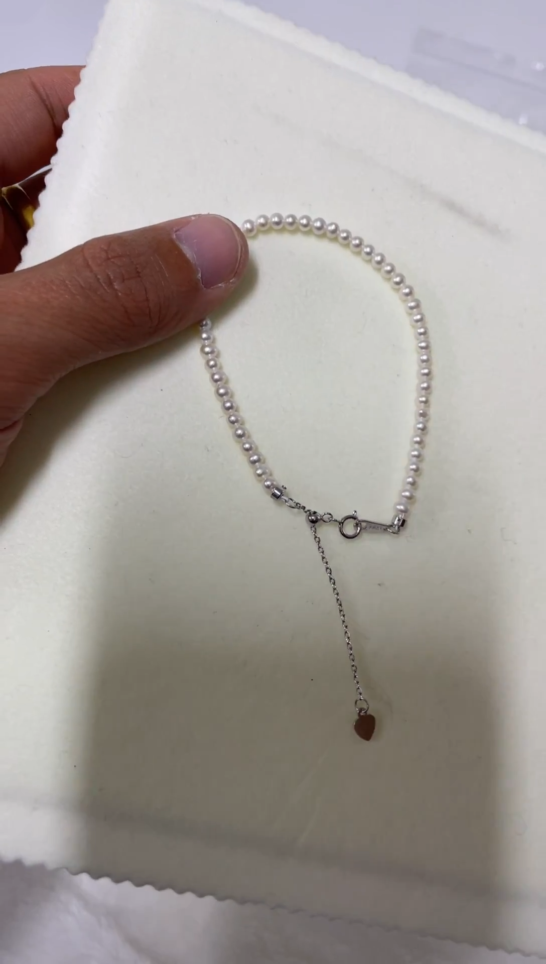 银S925镶嵌手绳淡水珍珠3-4mm手链