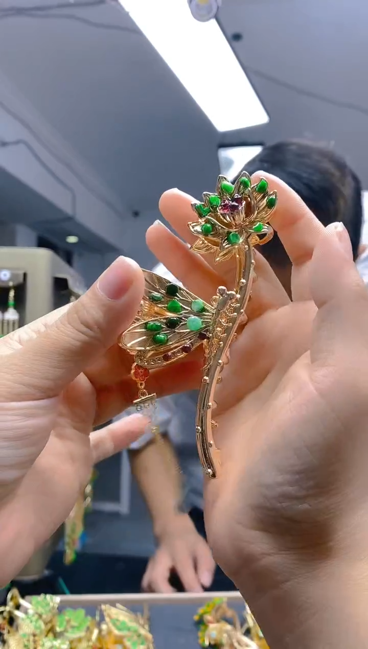 【闪购商品】翡翠耳饰合金0298翡翠发簪