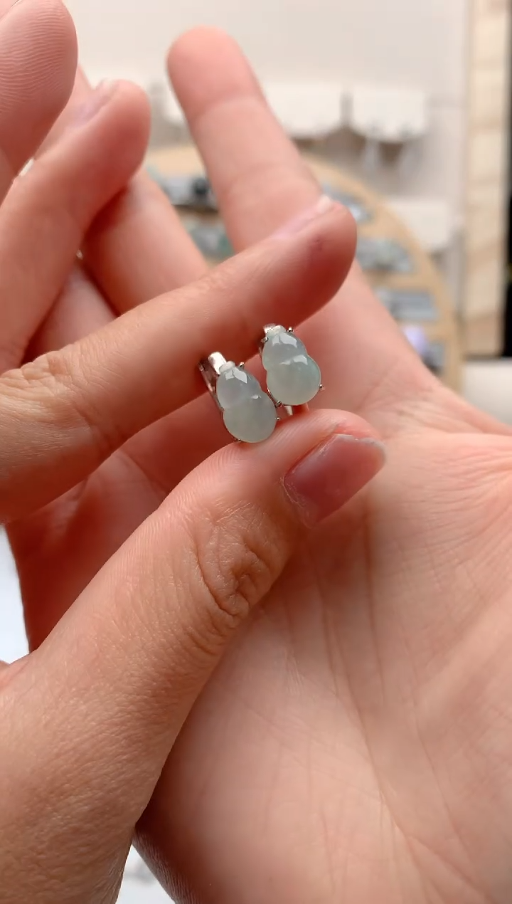 【闪购商品】翡翠耳饰银S925镶嵌1号