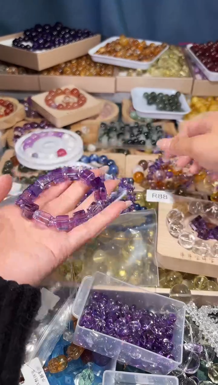 未镶嵌手串水晶一**二R46紫水晶方糖手串拍10