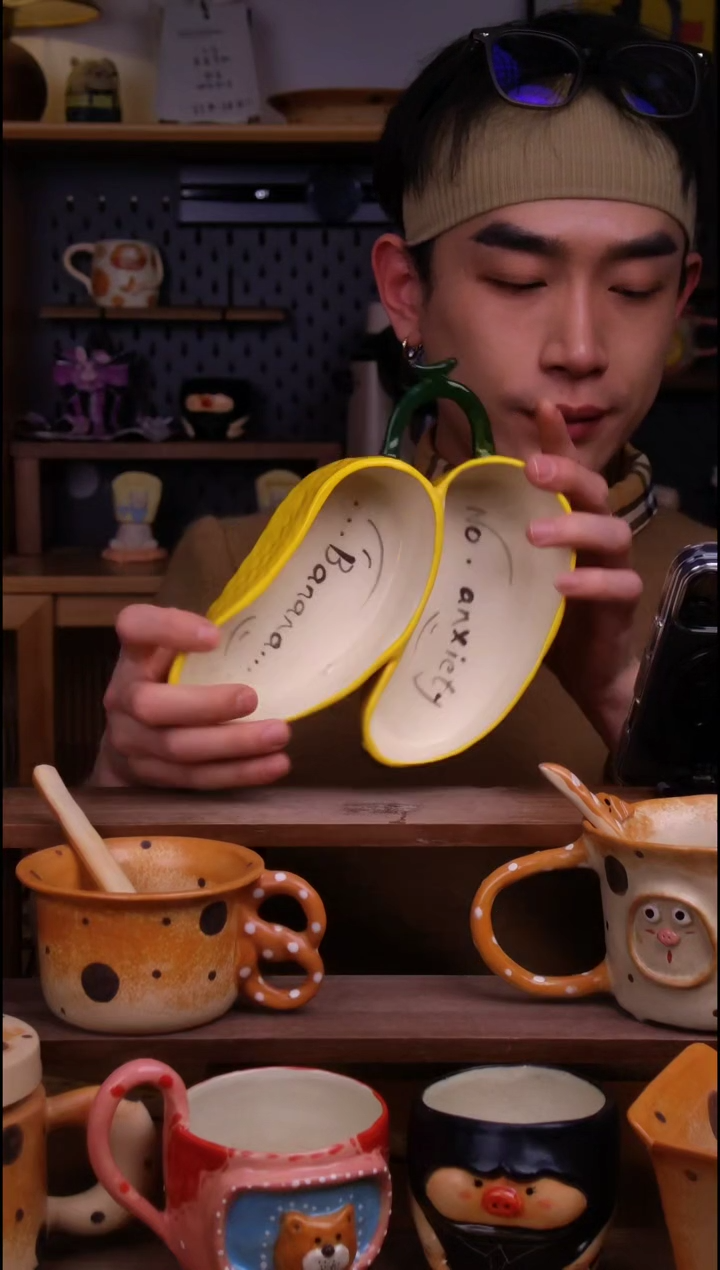 盘陶景德镇可爱设计师款陶瓷