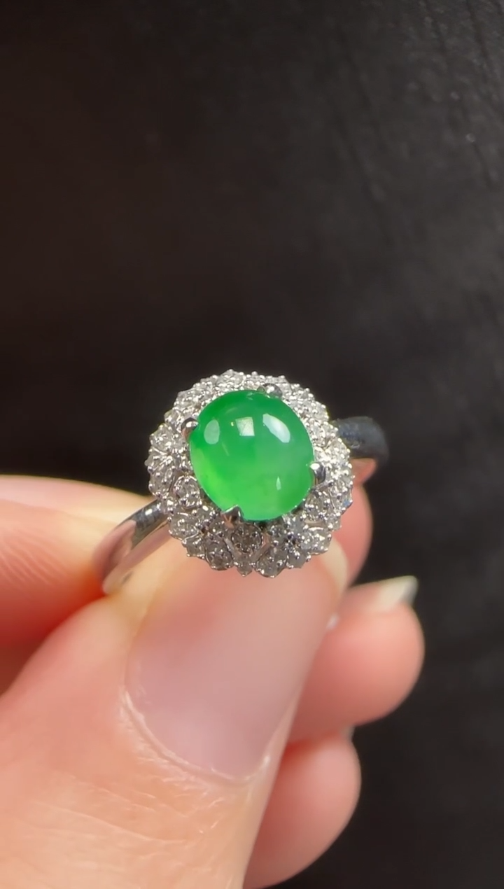 18K金镶嵌戒指翡翠319蛋面一枚