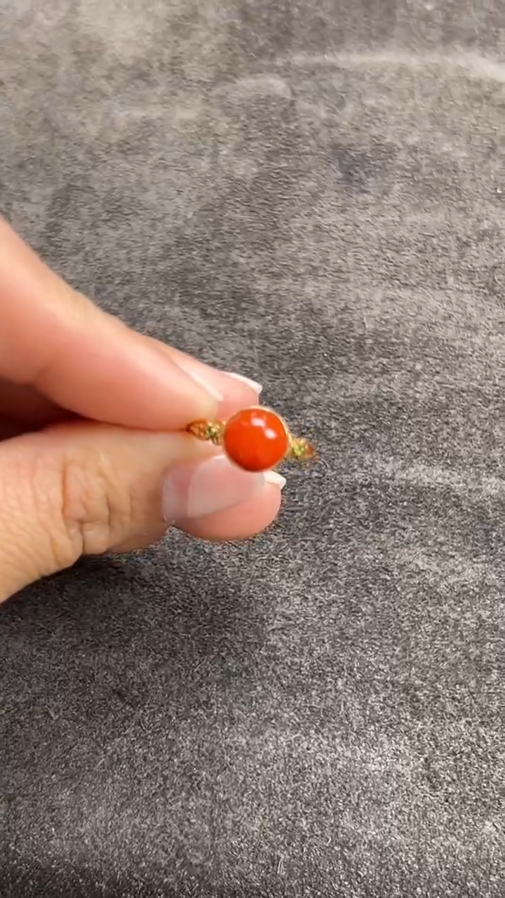 【闪购商品】南红玛瑙戒指18K金镶嵌原矿无优化大水沟戒指1号