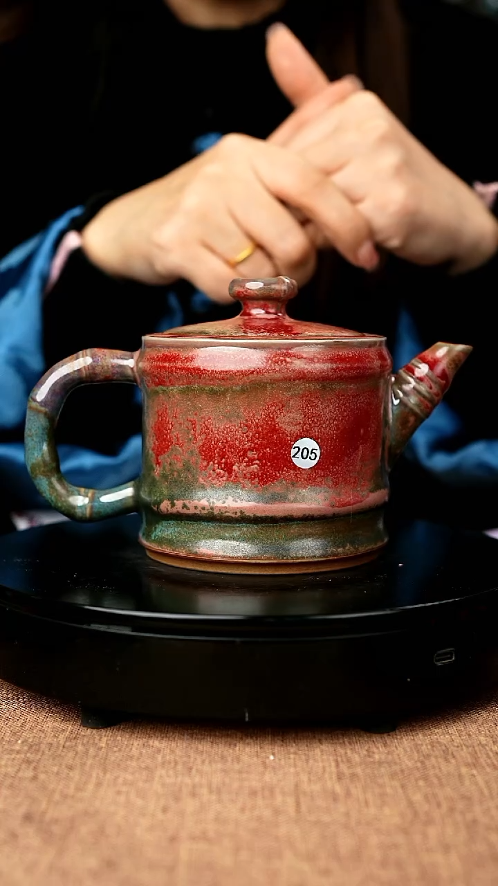 【闪购商品】205#省工一级品原矿钧瓷炉钧釉竹节壶