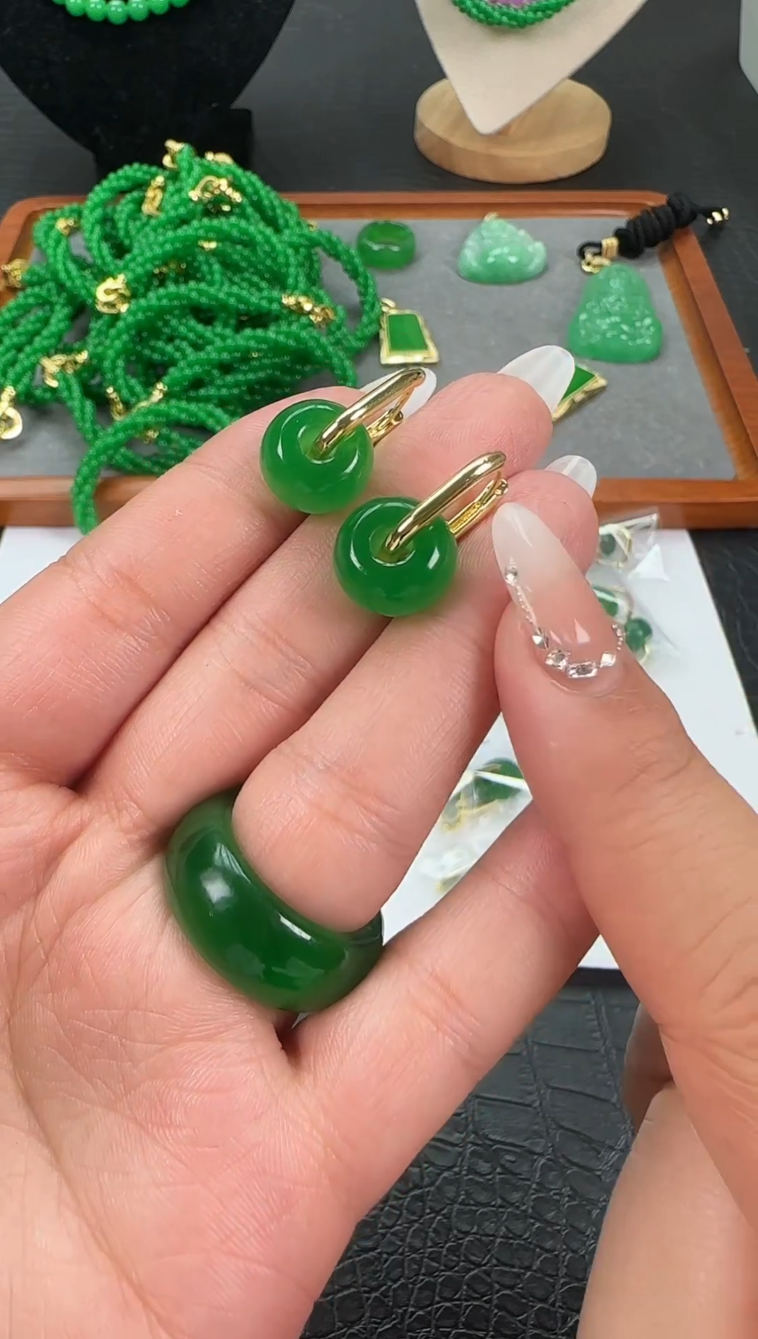 未镶嵌翡翠耳饰面包扣耳扣