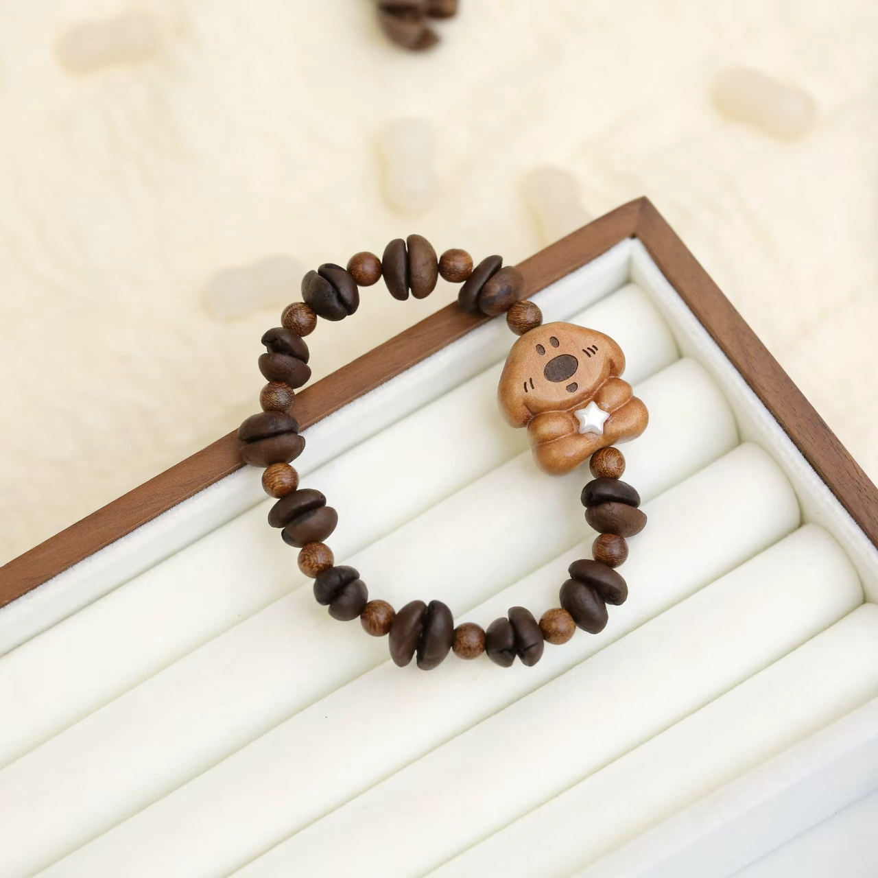 非金属木质手链 【云边】咖啡豆 桃木小狗 单圈手串（多样性发货）