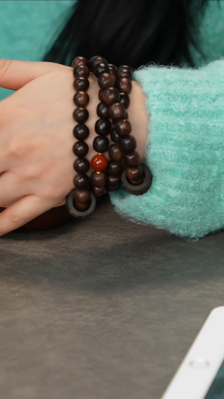 【闪购商品】沉香手串芽庄白奇金丝黑油树心1.0跑环三圈+单圈