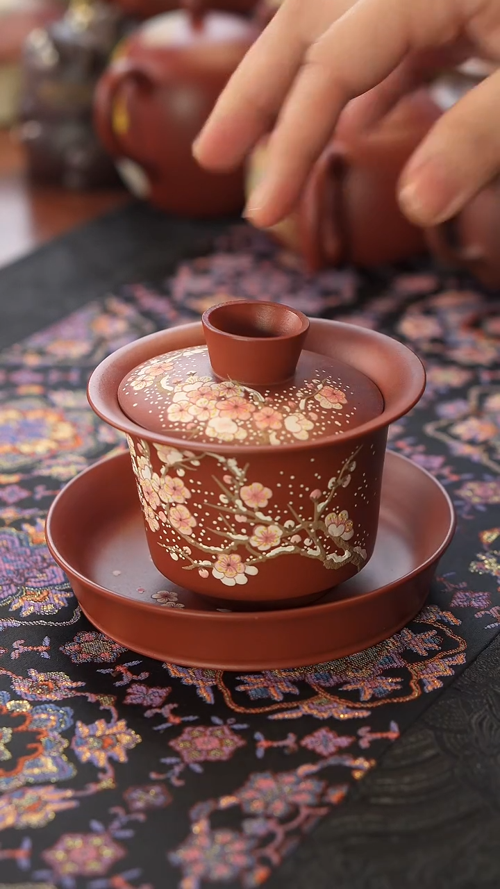 茶壶紫砂大红袍玫瑰盖碗