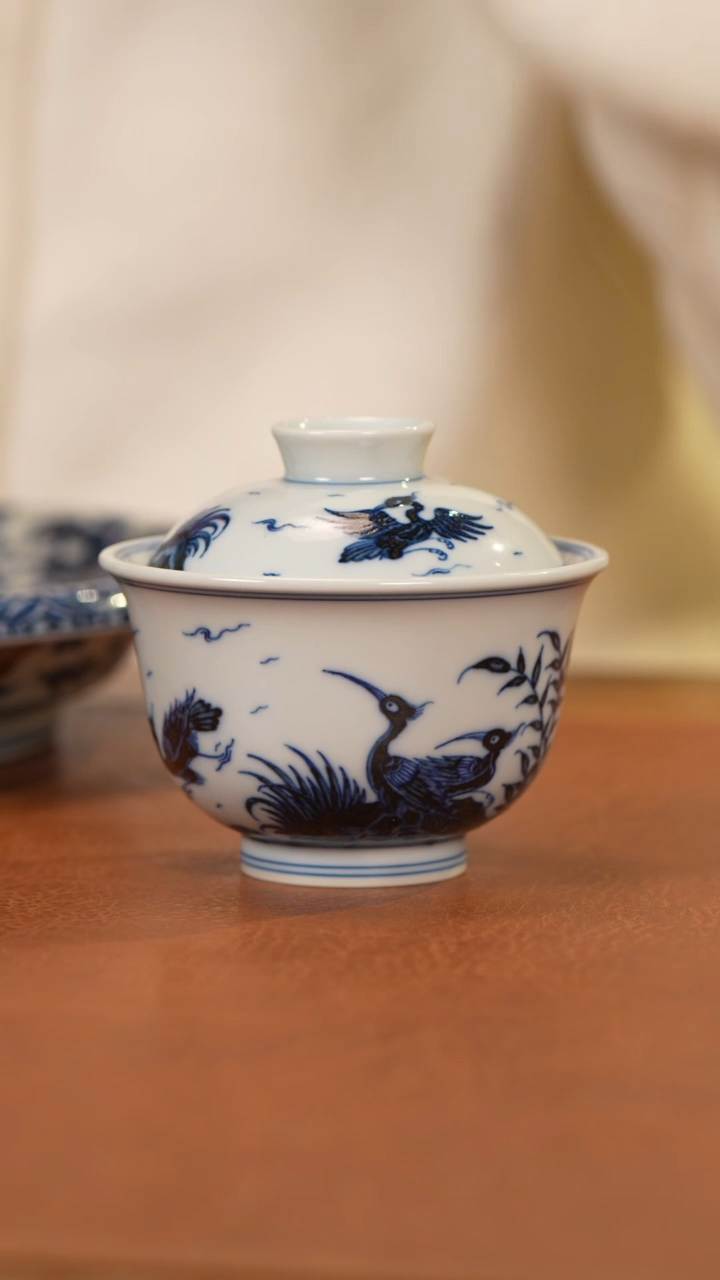 【闪购商品】杯和然珍味白鹭岩茶盖碗