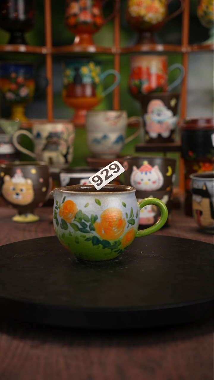 五彩手绘陶瓷紫砂杯