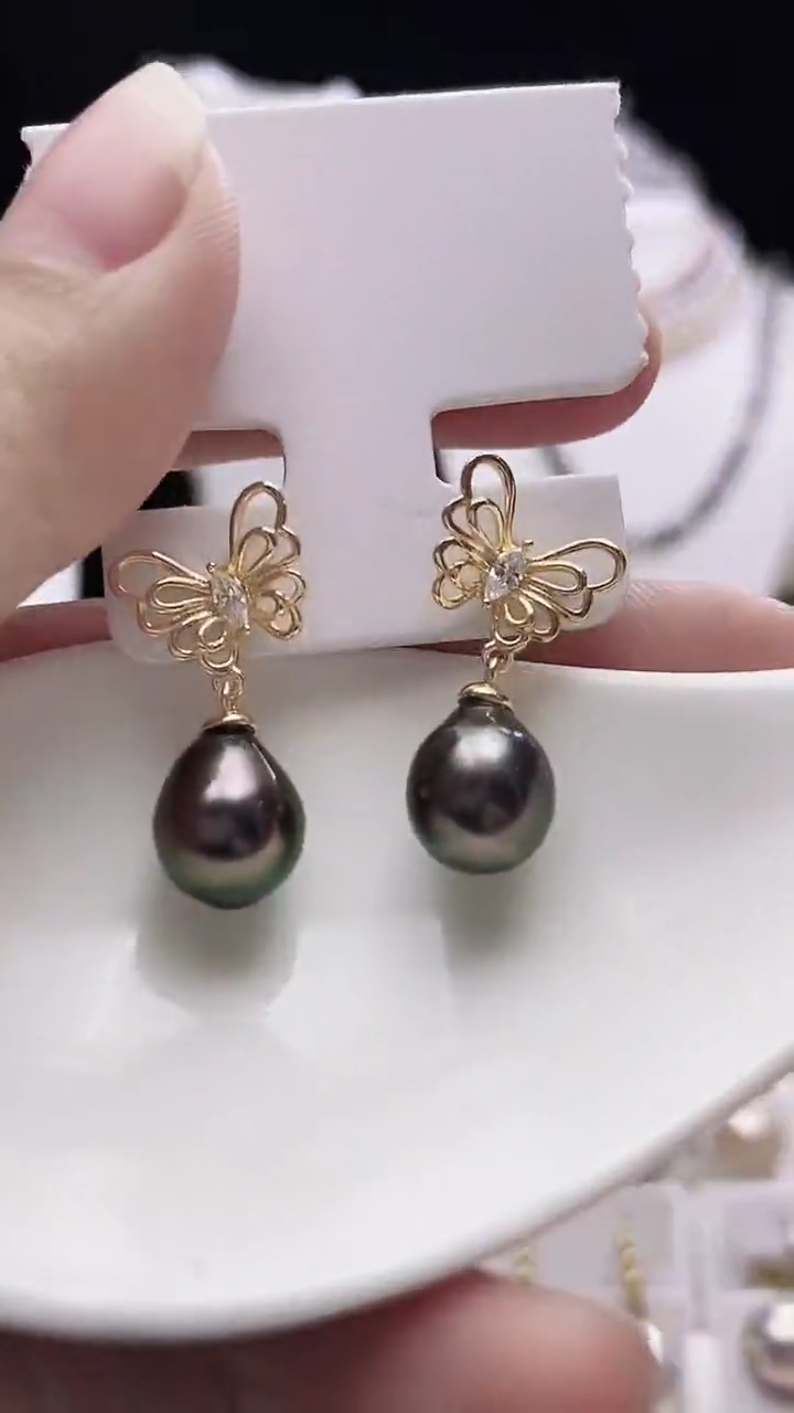 【闪购商品】海水珍珠耳饰银S925镶嵌大溪地巴洛克珍珠耳饰