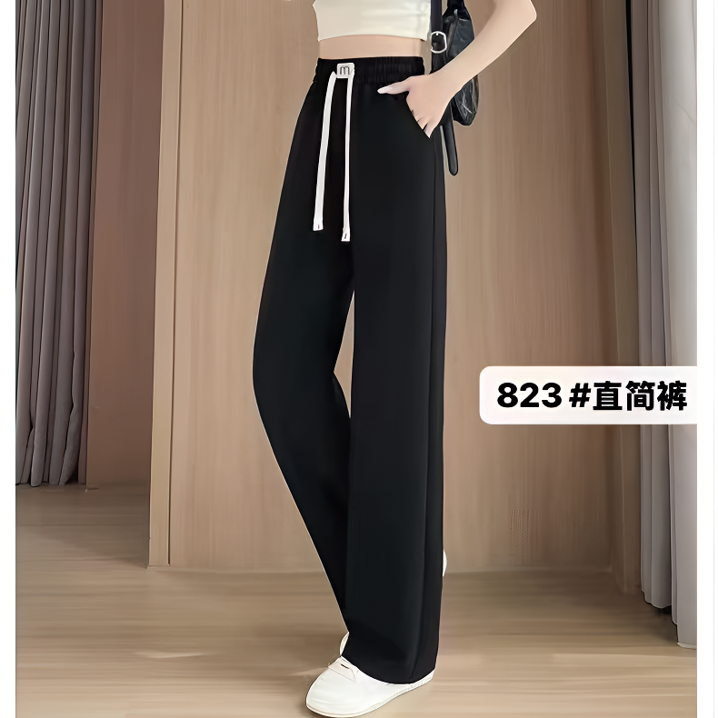 【玲子现货】823 早秋阔腿裤窄版阔腿裤松紧腰裤子女