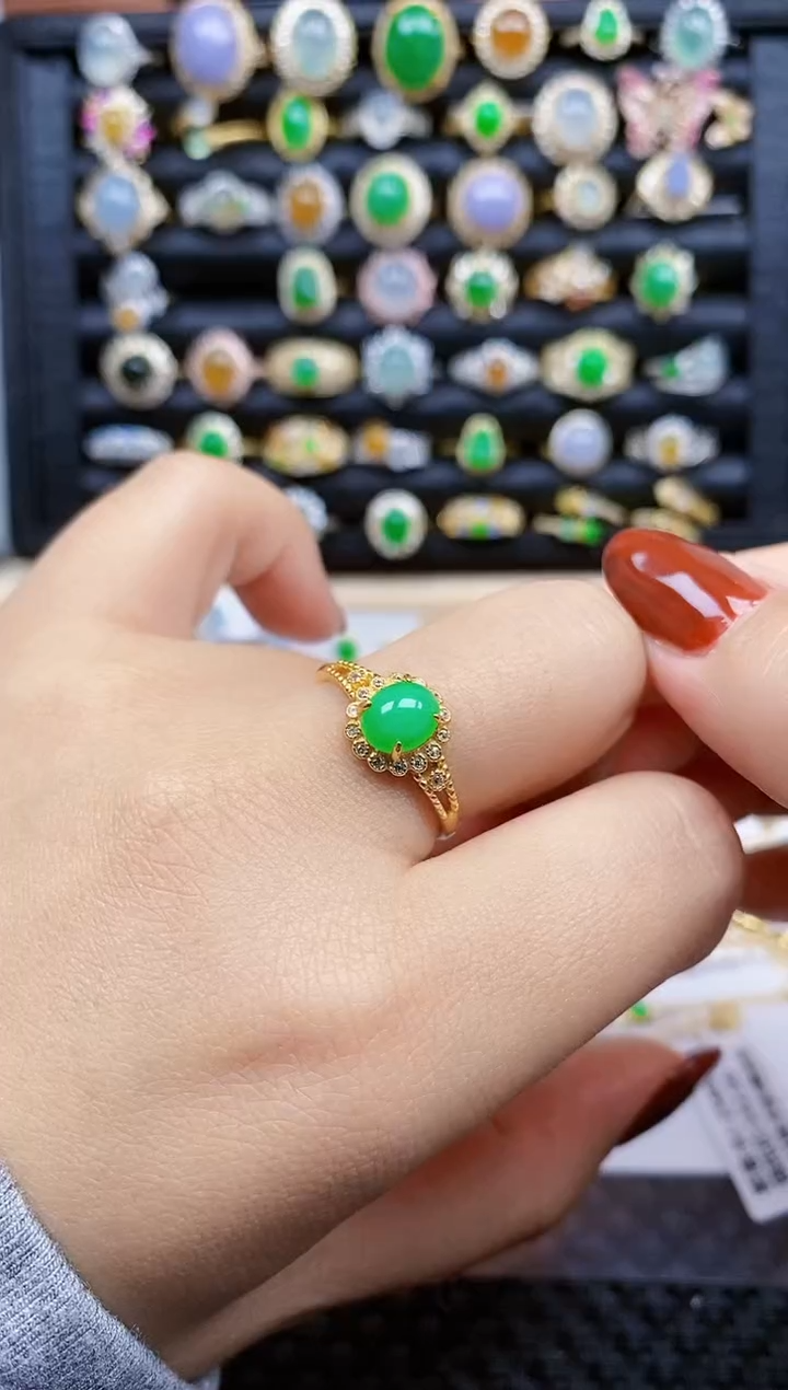 银S925镶嵌戒指翡翠116