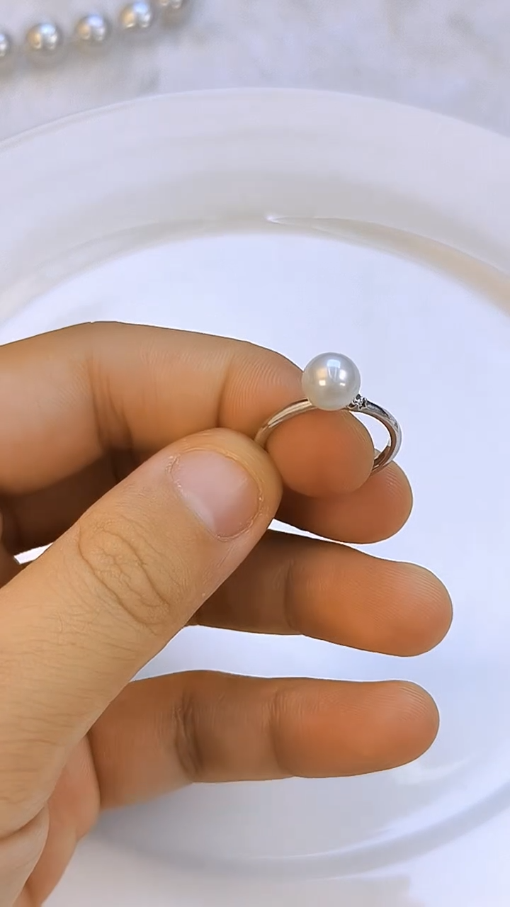 银S925镶嵌戒指淡水珍珠7