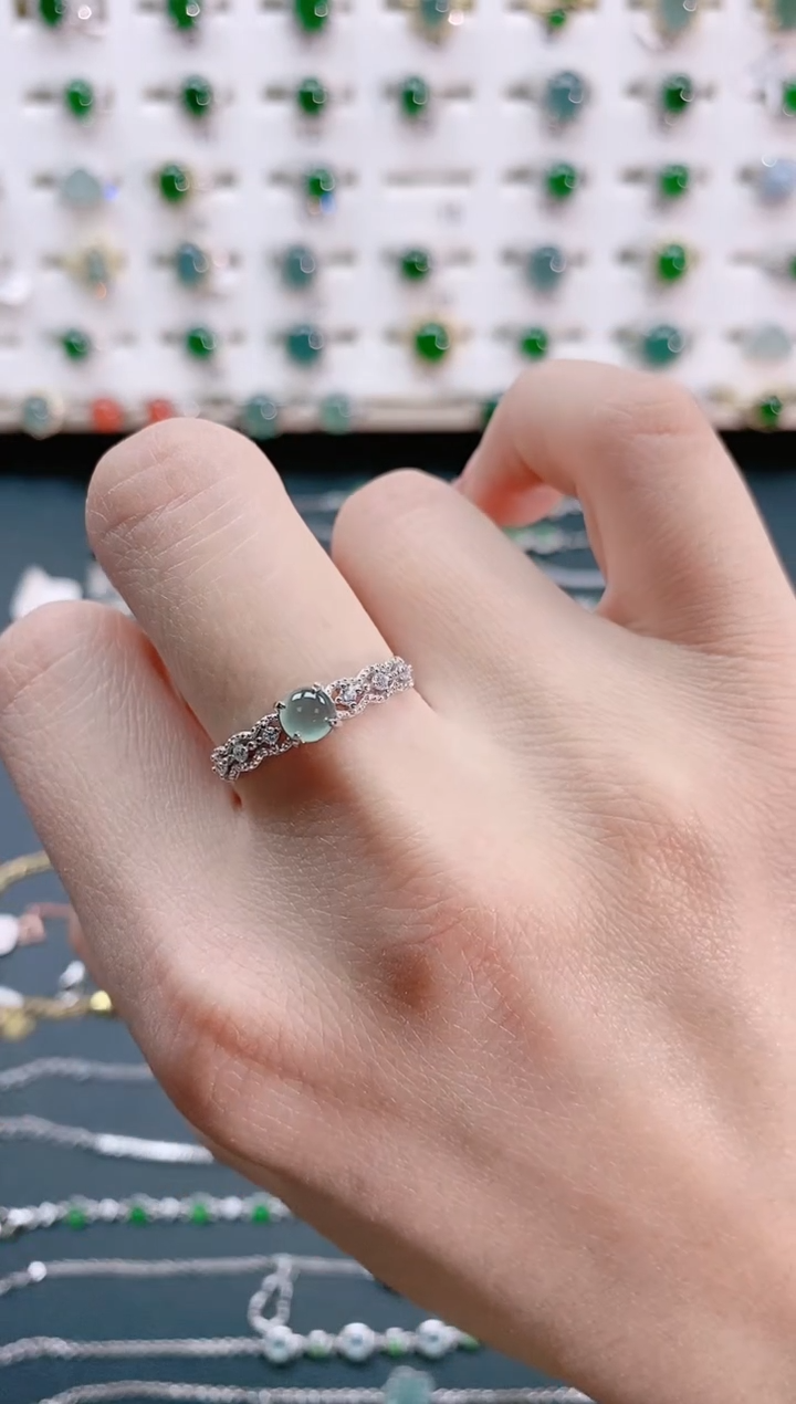 【闪购商品】翡翠戒指银S925镶嵌天然翡翠