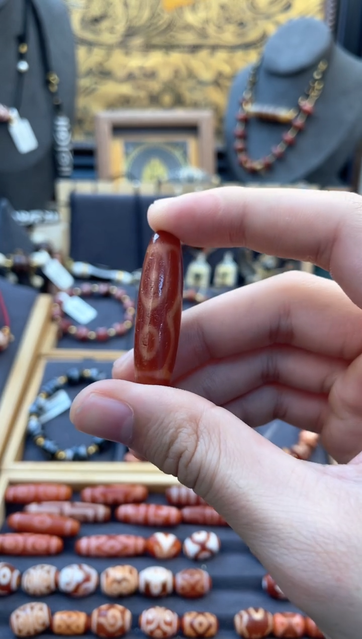 玛瑙/玉髓颈饰未镶嵌美泓橘皮福禄三眼单珠