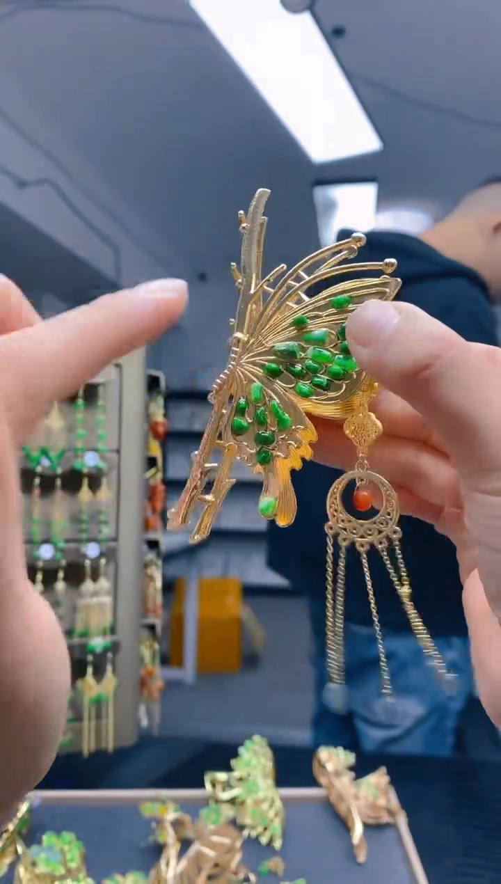 【闪购商品】翡翠耳饰合金0311翡翠发簪