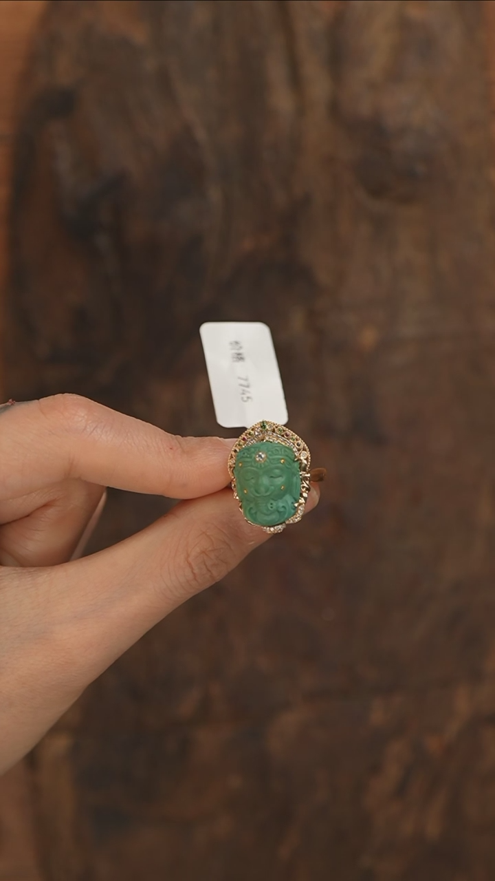 【闪购商品】绿松石戒指18K金镶嵌S2848-定制-13圈口