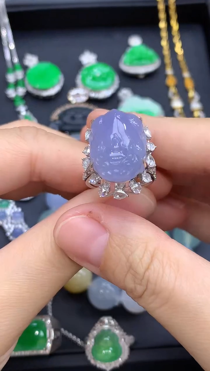 18K金镶嵌戒指翡翠795-中国好珍宝