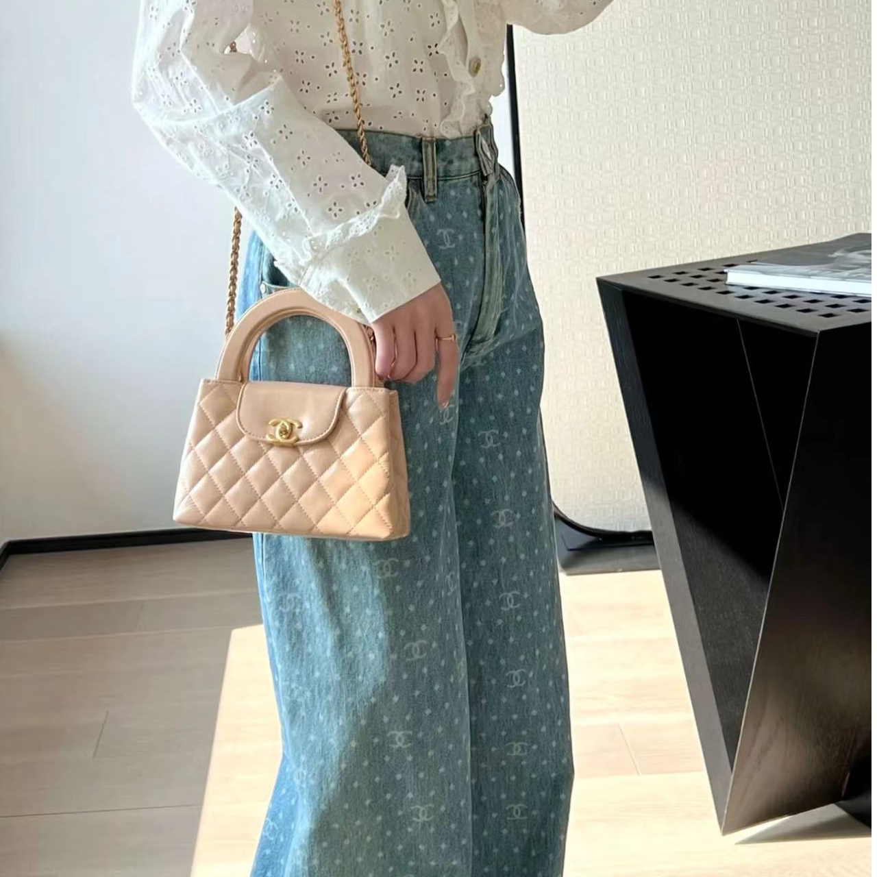 全新未使用 Chanel/香奈儿 米粉色 kelly 包 大号芯片款 12731766