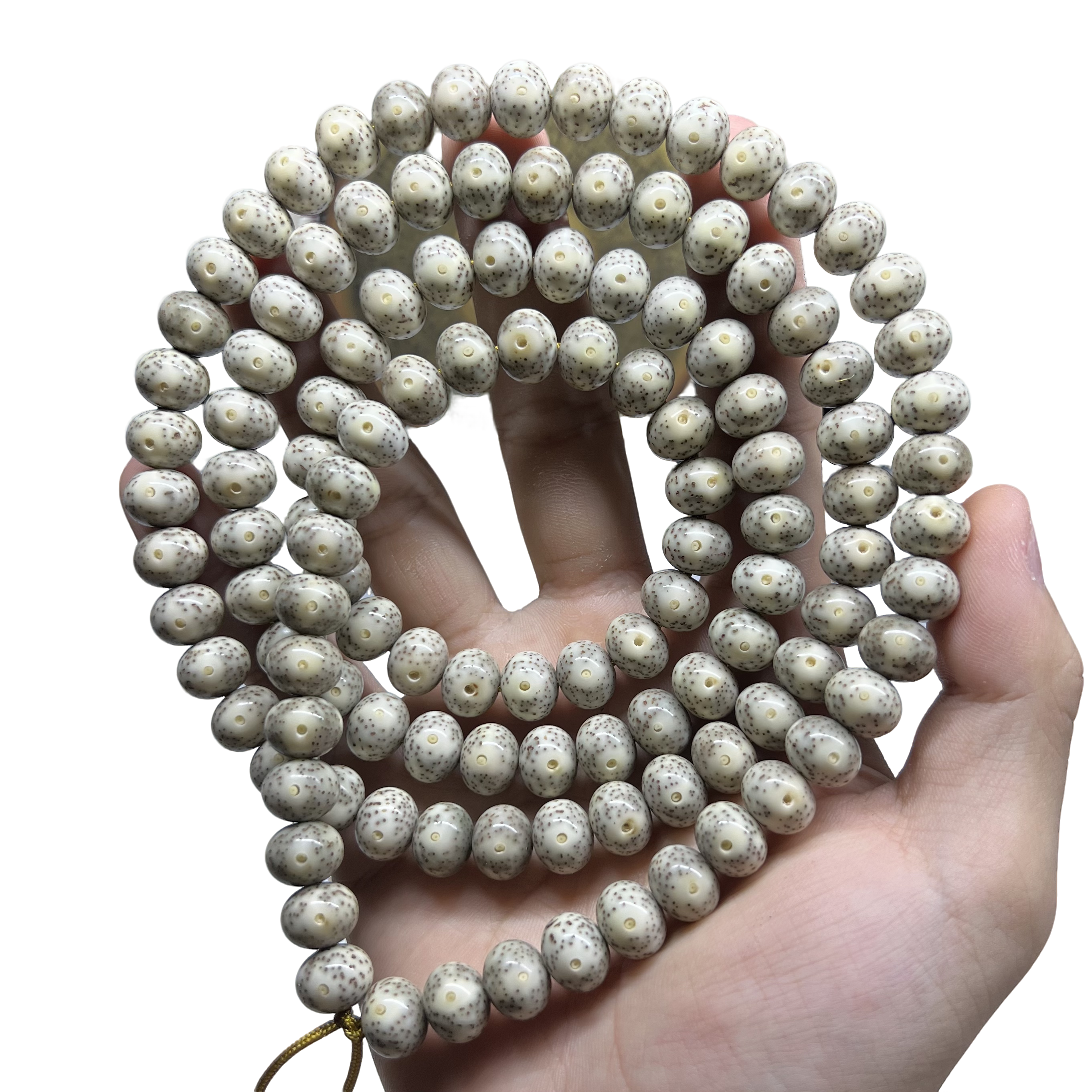 佛珠手串星月菩提海南料原生态石玉料11-9苹果珠正月眼留白细星