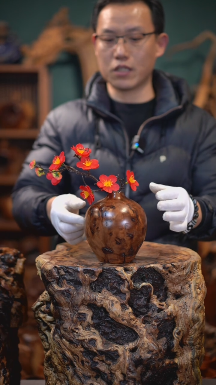 【闪购商品】枣木雷击枣木石榴瓶