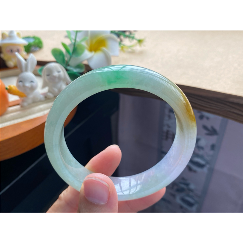 天然翡翠10.04批正圈三彩镯8896号59.3-15.5-8.1 所天然翡翠手镯