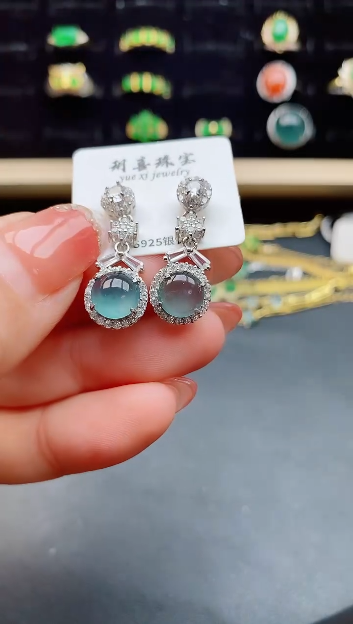 【闪购商品】翡翠耳饰银S925镶嵌1211212