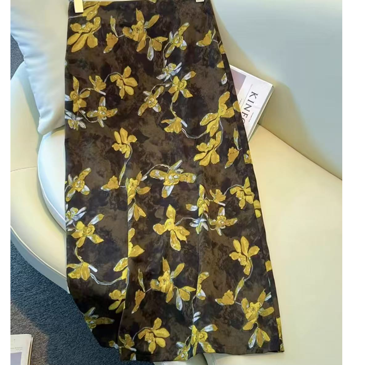 1539薄款半身裙碎花连衣裙中腰时尚