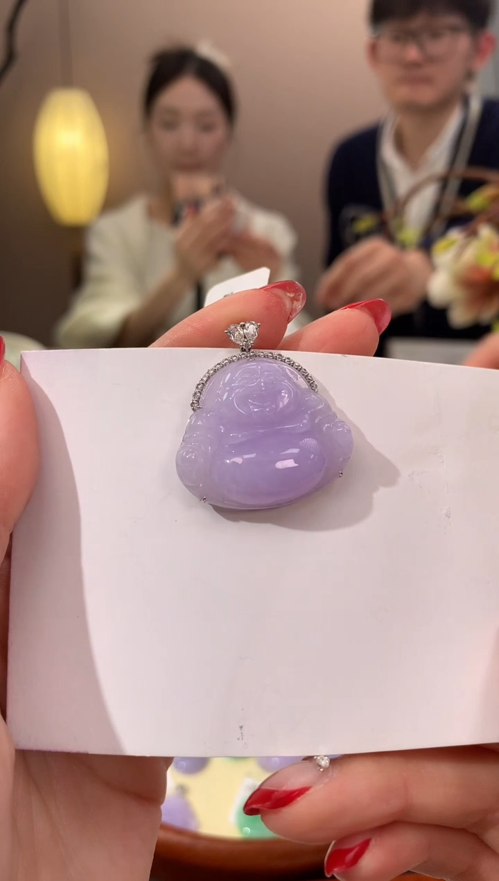 【闪购商品】翡翠颈饰18K金镶嵌天然缅甸a货翡翠