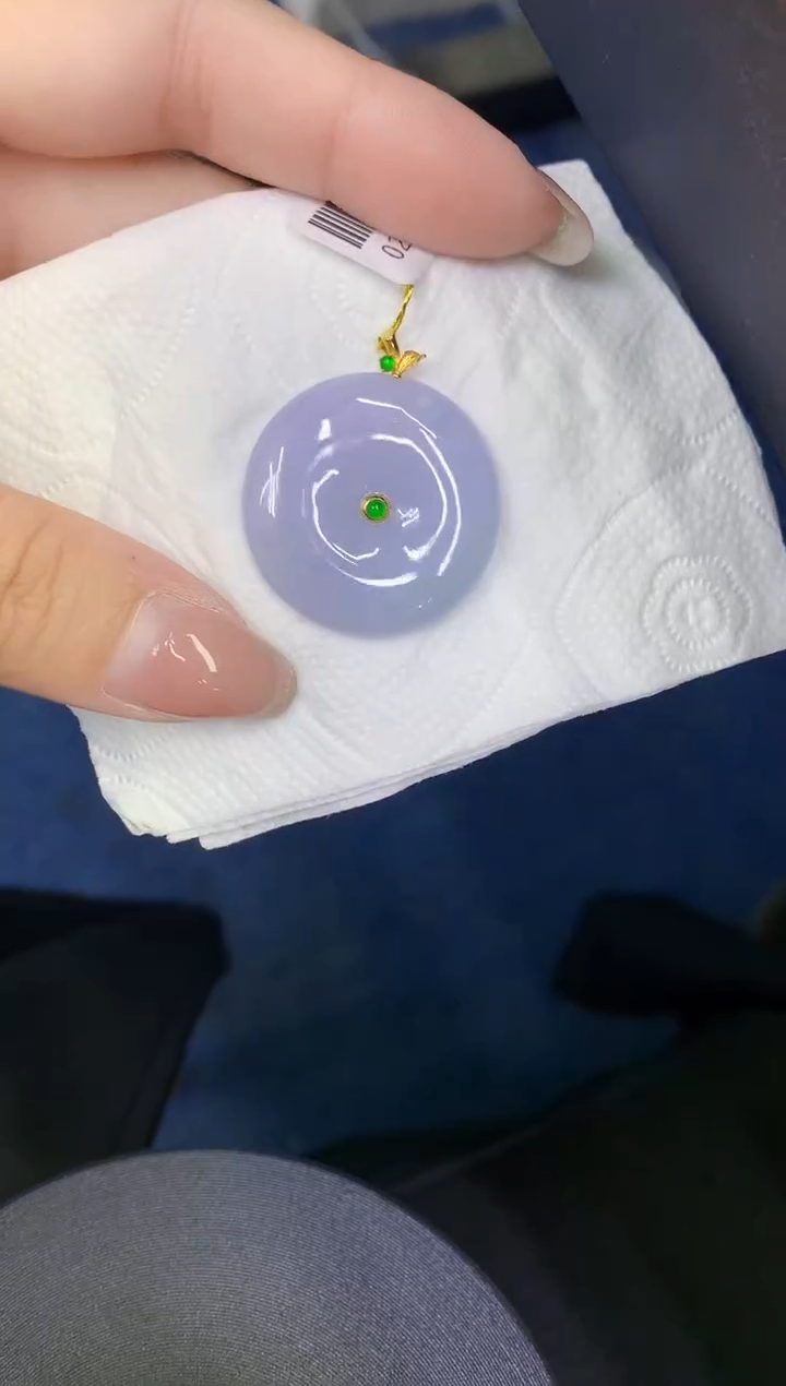 颈饰18K金镶嵌翡翠缅甸天然翡翠A货