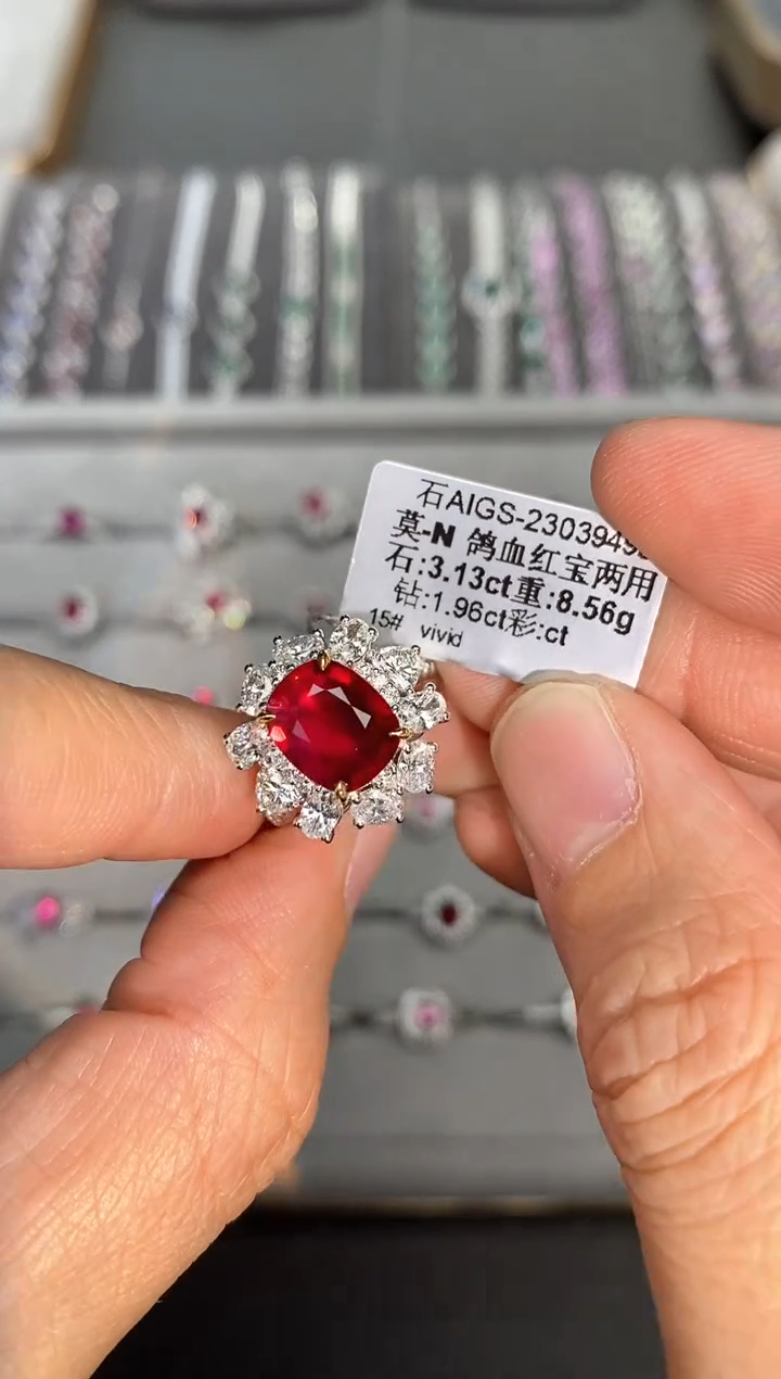 【闪购商品】红宝石戒指18K金镶嵌3.13ct/新年开工价