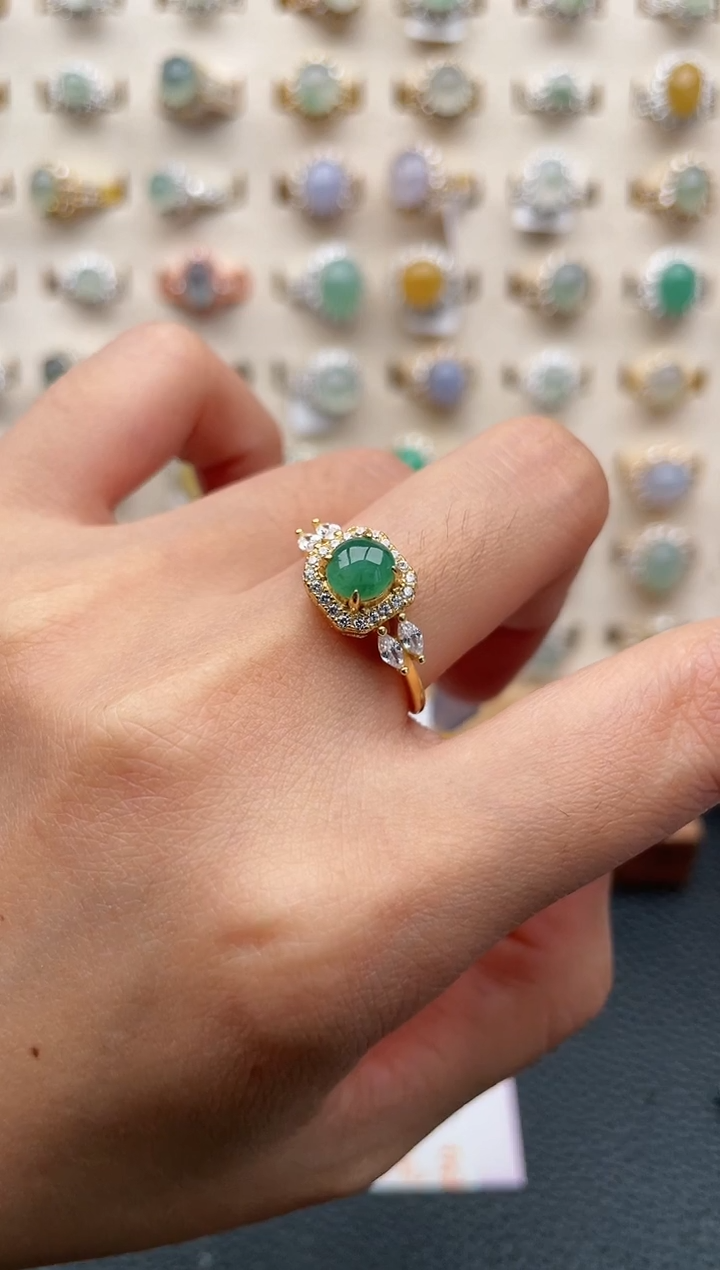 翡翠戒指银S925镶嵌1111