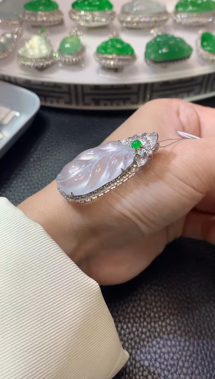 翡翠18K金镶嵌吊坠(不含链)C14翡翠