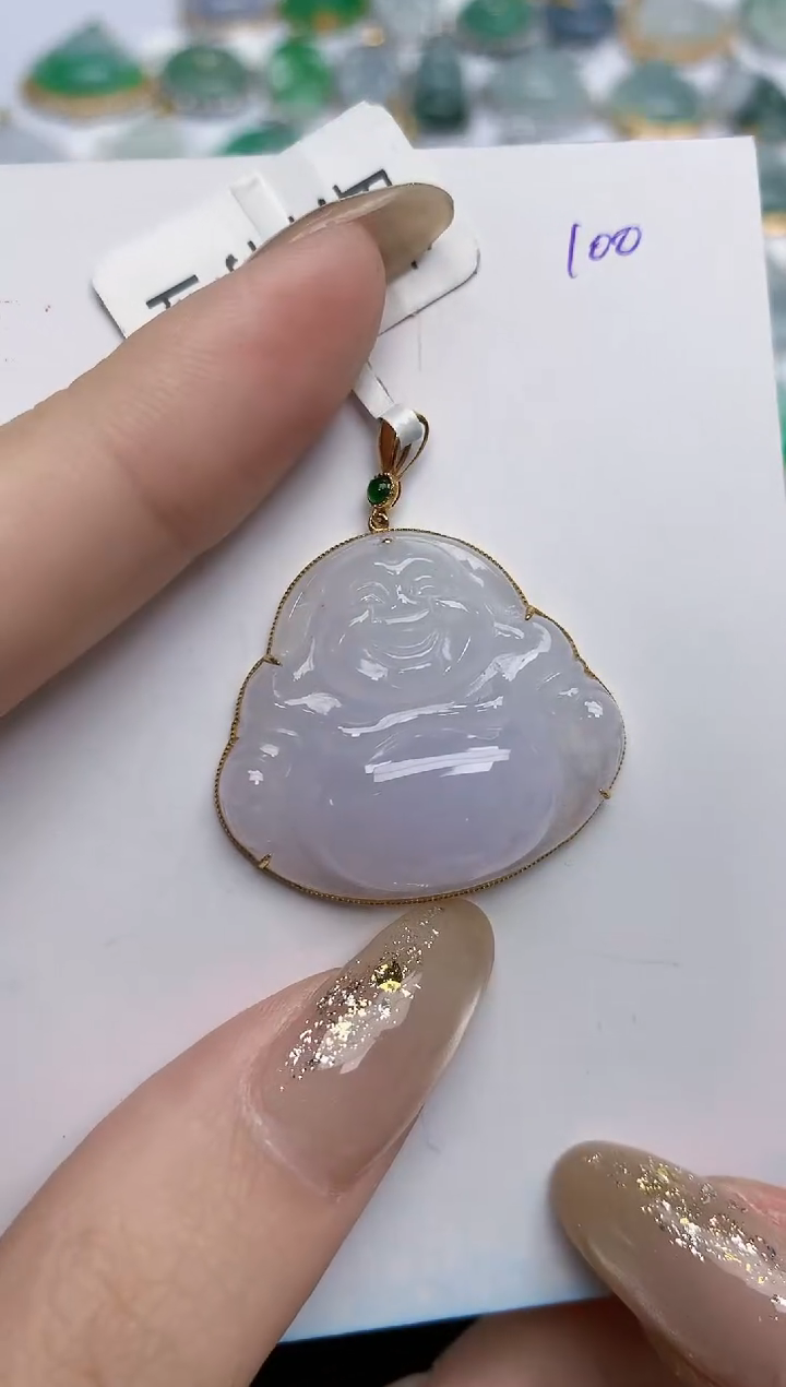 【闪购商品】翡翠颈饰18K金镶嵌天然缅甸翡翠A货