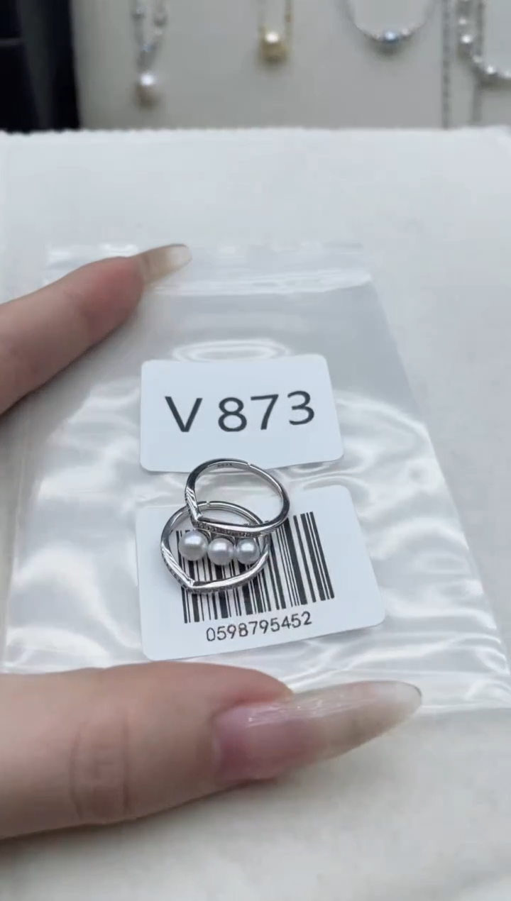 【闪购商品】淡水珍珠戒指银S925镶嵌V873