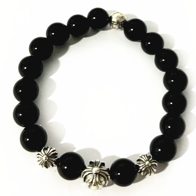 925银手链 新款925猫眼8mm大中珠珠手串手链